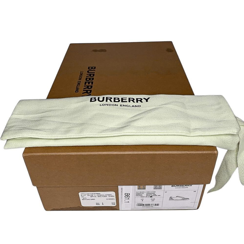 Burberry Low Top Nova Check Selma Lace Up Sneakers EU 37 Optic White Cool Mint - Picture 9 of 11